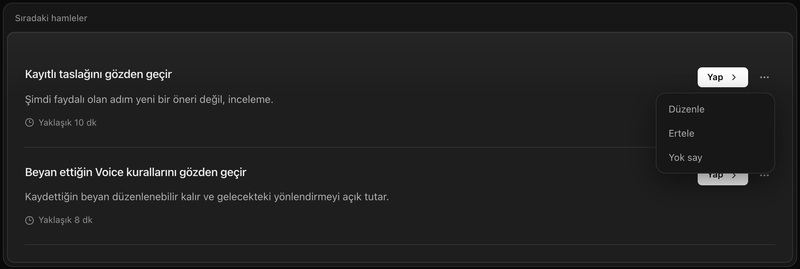 Postglow'da öneriler, her biri nedeniyle birlikte.